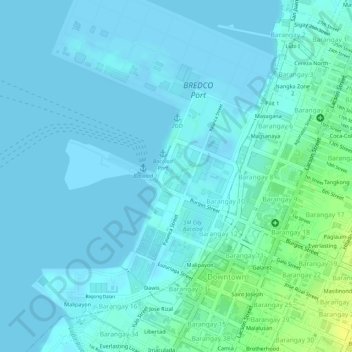 Mapa topográfico Acacia Hotel, altitud, relieve