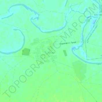 Mapa topográfico Тукай, altitud, relieve