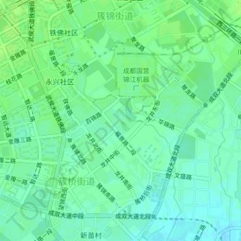 Mapa topográfico 簇锦公园, altitud, relieve