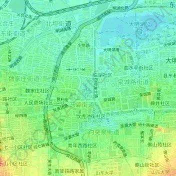 Mapa topográfico 五龙潭公园, altitud, relieve