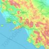 Mapa topográfico Campania, altitud, relieve