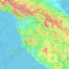 Mapa topográfico Toscana, altitud, relieve