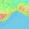 Mapa topográfico Liguria, altitud, relieve