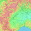 Mapa topográfico Piemonte, altitud, relieve